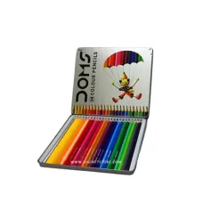 دومز أقلام تلوين خشبي طويل علبة معدن مسطحة 24 لون